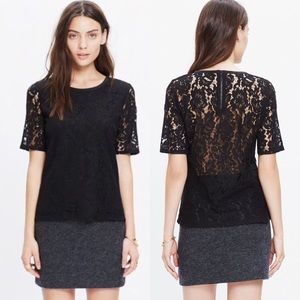 Madewell Lace Refined Tee in Black
